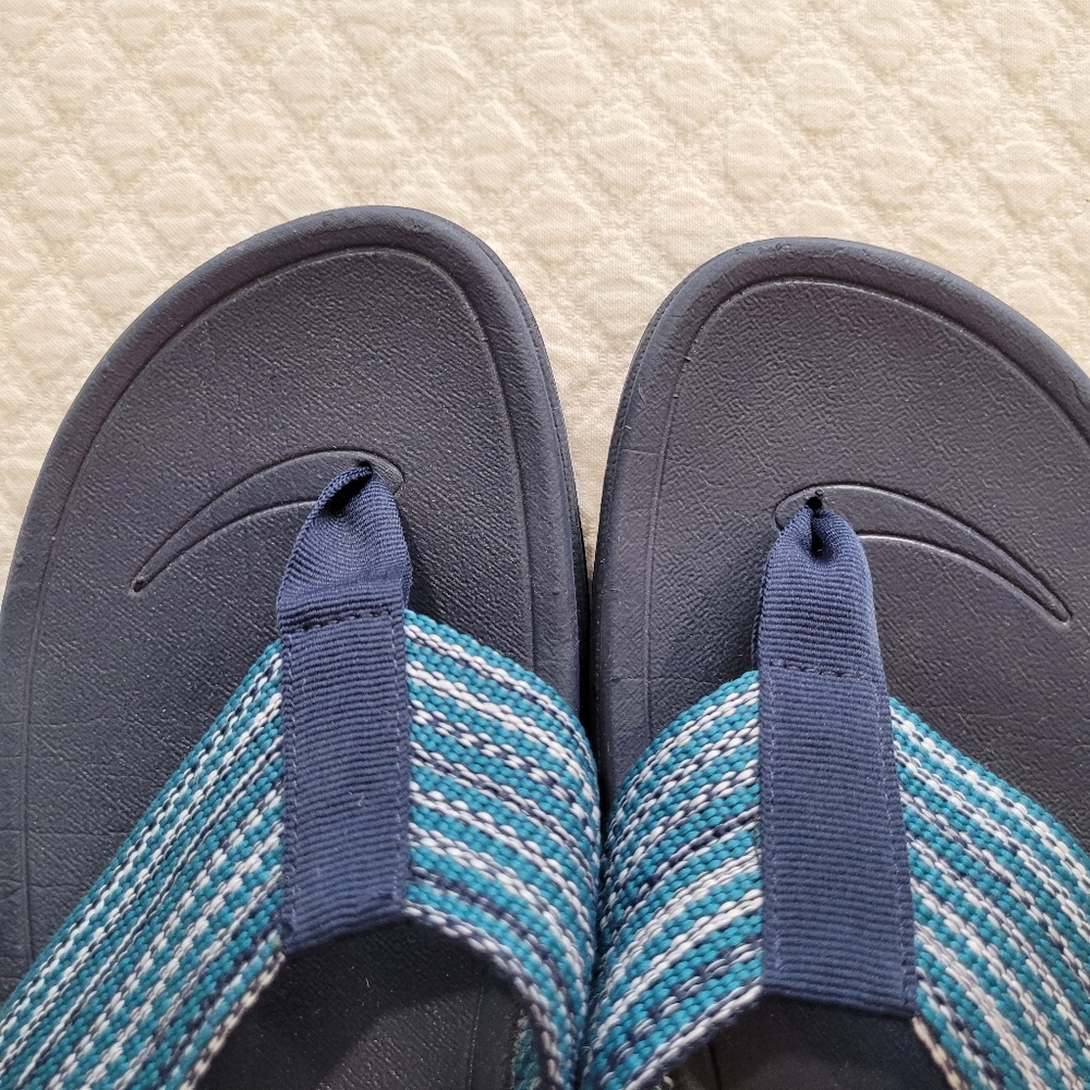 Fitflop Women's 10 Blue Flip Flops - Picture 3 of 10